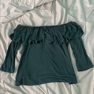 Dark green American Eagle Off-The Shoulder Shirt